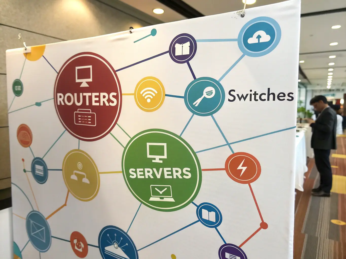 A detailed network topology diagram showcasing EfiWifi's infrastructure, highlighting key components such as access points, routers, and backbone connections. The diagram includes real-time data on network traffic and performance metrics.